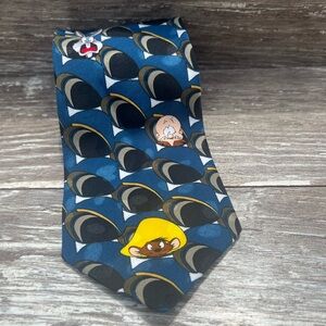 Looney Tunes necktie Warner Bros vintage novelty men’s tie Taz Bugs Elmer Speedy